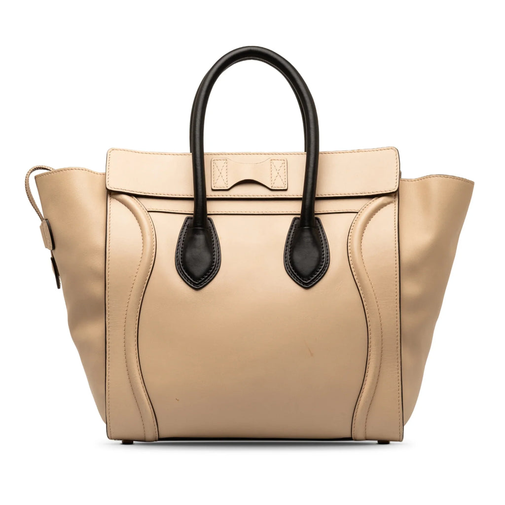Pre-Owned Authenticated Tote Leather (Good) Mini Celine Brown Luggage Calf Bag Unisex Tote Bicolor