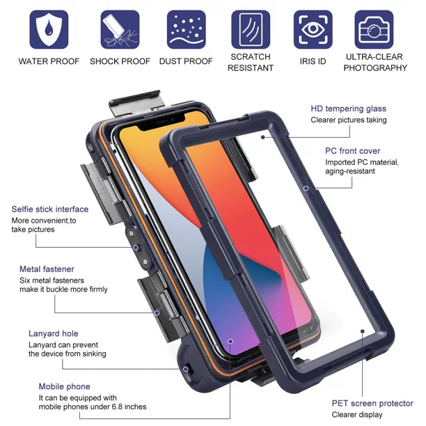 Photo Swimming with Underwater And Inch for to Snorkeling [15m/50ft] S2 Lanyard LCD Aquos UrbanX Phones all Diving Up 6.9 Protective Case Housing Surfing Video Waterproof Professional Sharp