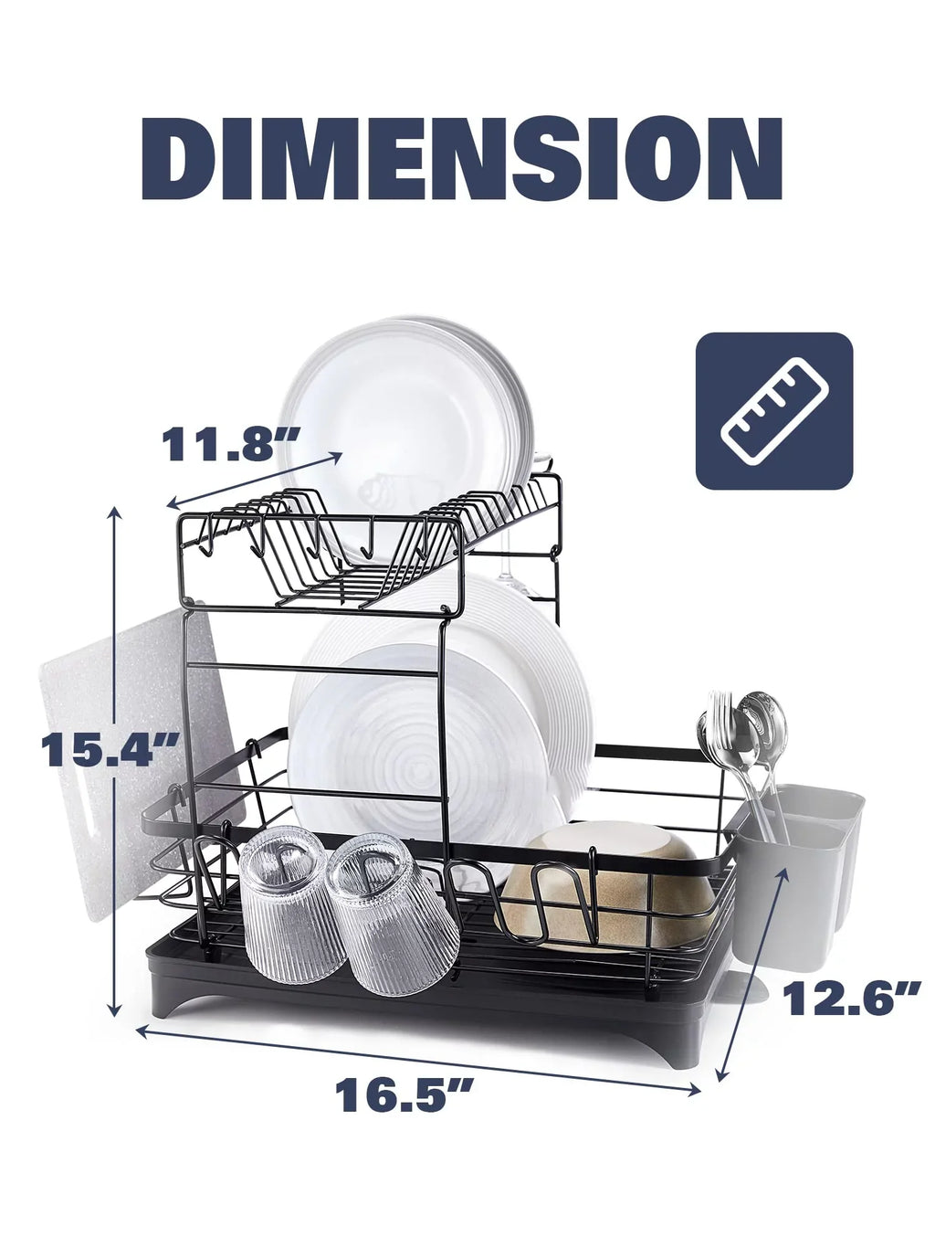 Counter, Tier Kitchen Rack 2 Drying Large Extra Black for Dish