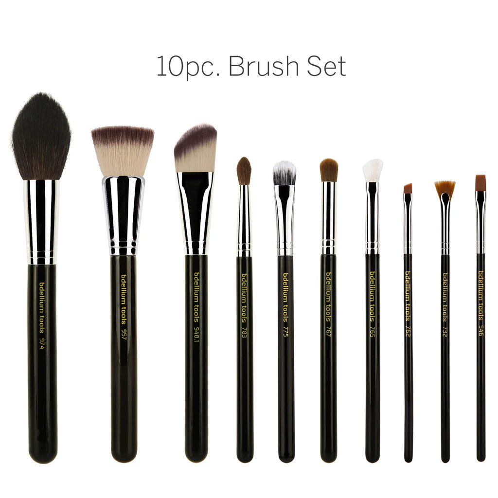 Set Roll-Up Brush Essential Makeup with Tools Maestro Pouch Professional Bdellium The Series 10pc. Key
