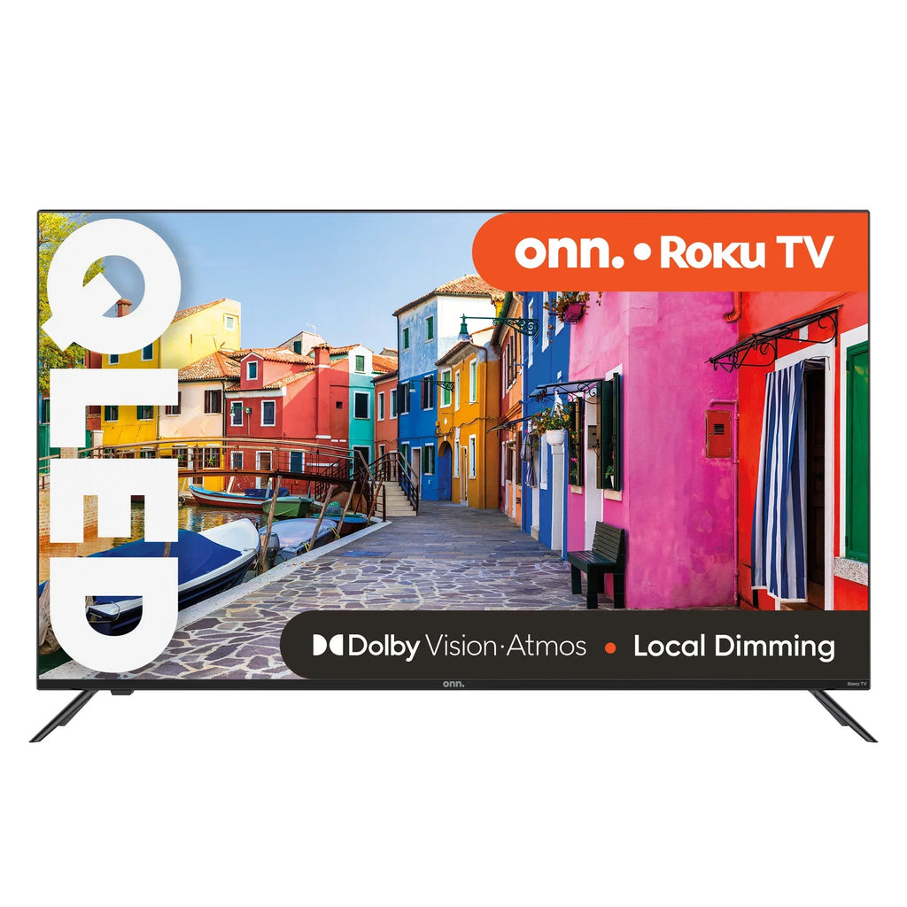 (2160p) Dolby onn. Dolby UHD QLED Effective Refresh 120hz with 4K 50” Atmos, and Local HDR (100071700) Dimming, Smart TV Vision, Rate, Roku