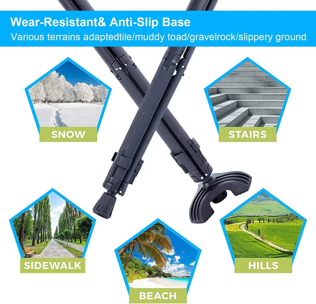 with Balancing 2 Cane Tripod Travel & Portable Men Handicap Cane Lightweight Seniors Women Bag Crutch Cane Walking Chair Sturdy and Mobility for Base Canes for Seat Aid & Elderly, Stool Folding