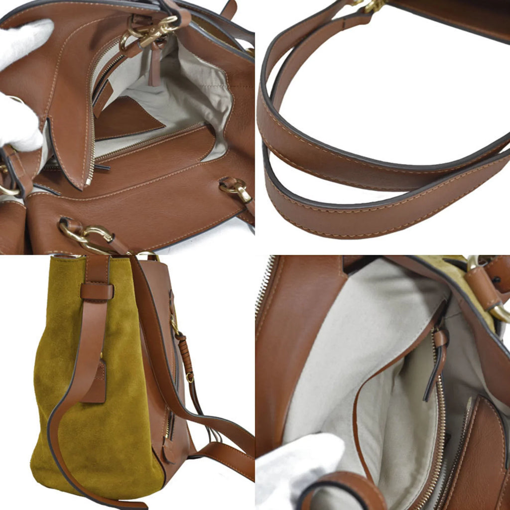 2Way Chloé Brown Bag (Good) Suede Leather Gold Ladies Shoulder Chloe Pre-Owned Khaki