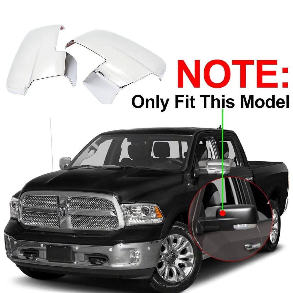 Dodge Rear 1500 13-18 Ram 19-23 Ram with Cutouts Classic Cover Turn & 1500 for NINTE Signal Chrome Mirror View