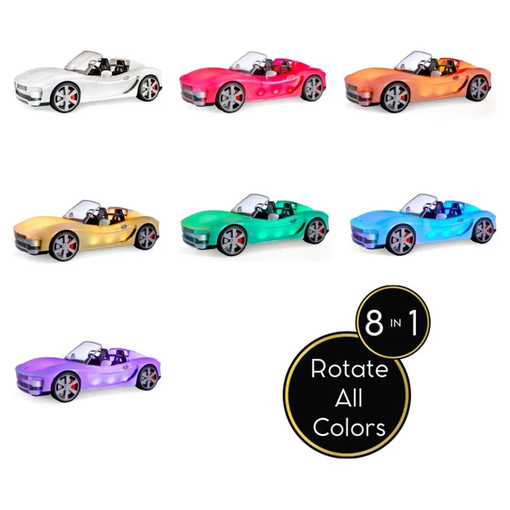 Car Multicolor, High 6-12+ Color Ages Convertible Vehicle, Change Great Light-Up, 8-In-1 - Girls Toy Rainbow Fashion Dolls- 2 Gift for Fits