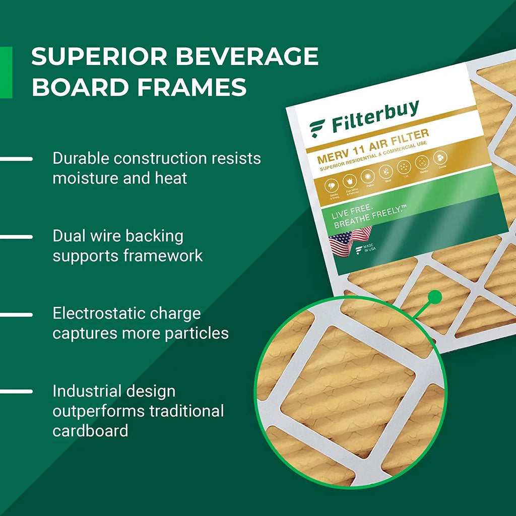 Furnace HVAC (3-Pack) Filters 12x16x2 MERV Filterbuy 11 AC Pleated Air