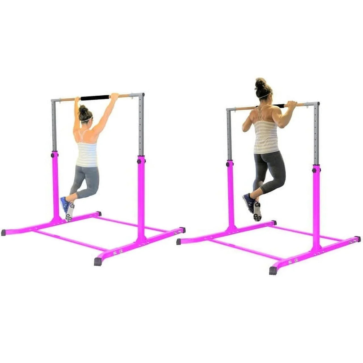 Kip Pro-Gymnastics Gym | to Horizontal Height Bar Hand Pink Training | Duty Curved Up Heavy Junior Fitness | | | Cushioned Legs, Kids Bar Adjustable for Expandable 5FT Bar
