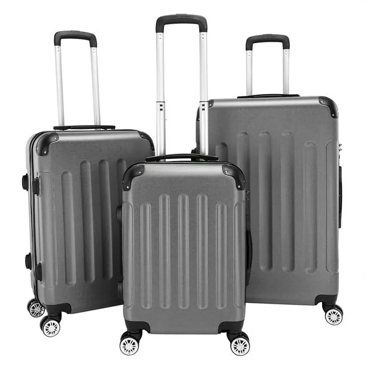 / Gray Travel Dark Case ABS Portable Lightweight 24" Trolley - Set Suitcase 28" / 3-in-1 20"