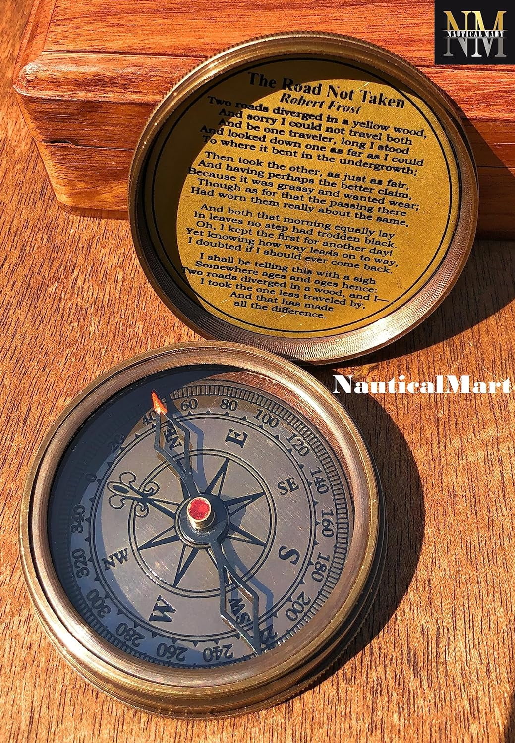 Gifts, Poet Engraved for Day Brass Boys Compass Box Baptism Gifts Famous Men, with Gifts Quotes, First Graduation for Wooden Gifts Confirmation