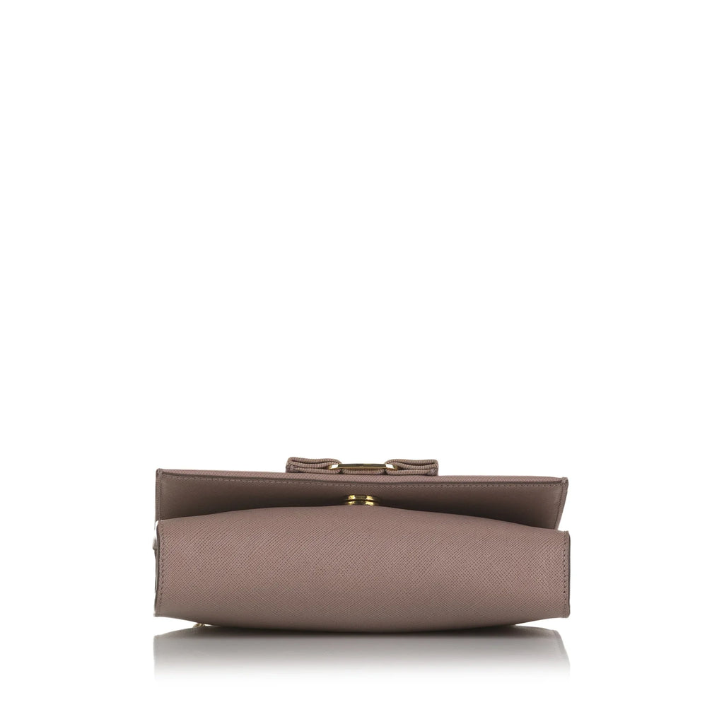 Pink Ferragamo Leather Pre-Owned Bag Crossbody Unisex Calf (Good) Ginny Crossbody Vara Small Authenticated