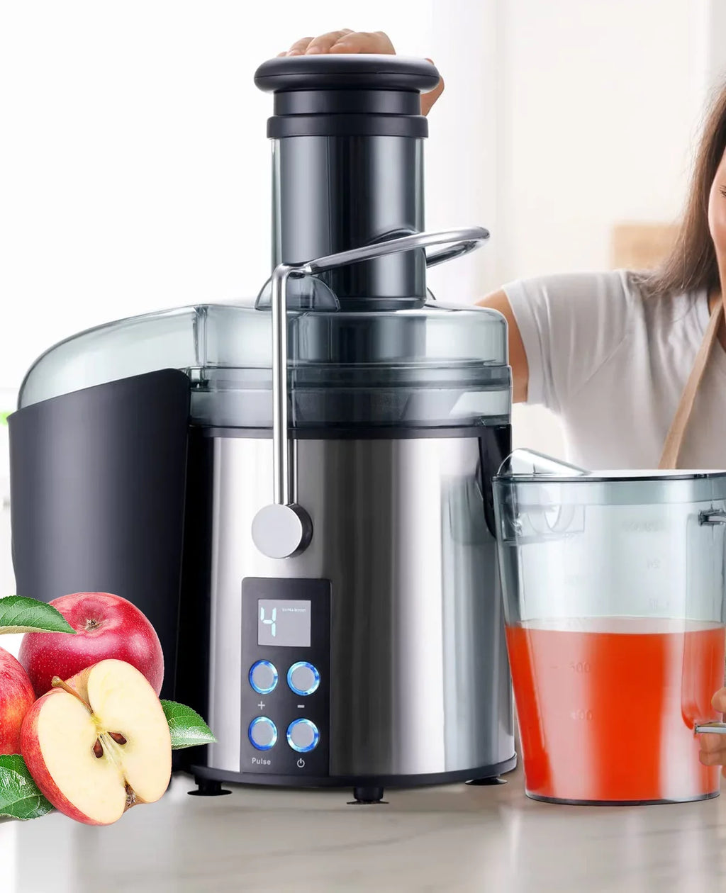 3" with Filter for Centrifugal Machines - Tainless-steel Anti-drip Feed Juicer Chute Vegetable Fruit