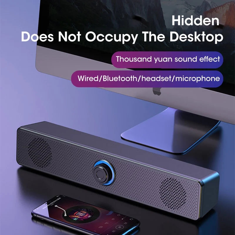 Bluetooth Bass Speaker 4D Strong Home System Soundbar Stereo Subwoofer Wired For Sound Computer TV Theater Surround