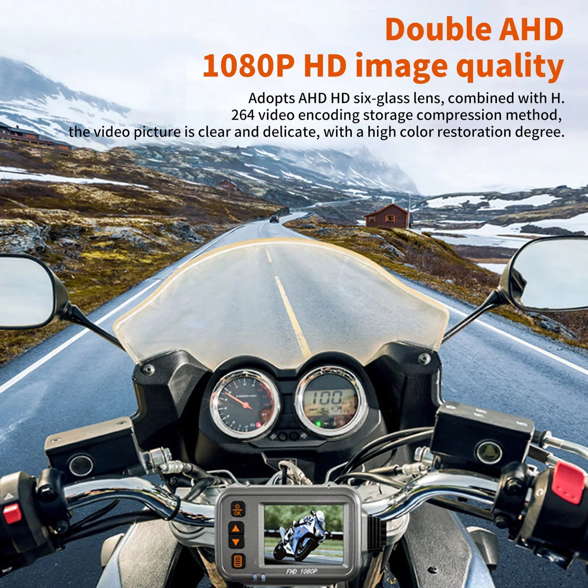 Full Dual Vision 32G Motorbike ,120° Wide card Timed storage Angle,Parking Flameout 1080p Body Motorcycle Cam,WiFi Night Waterproof With Monitoring, Recording After Camera Dash