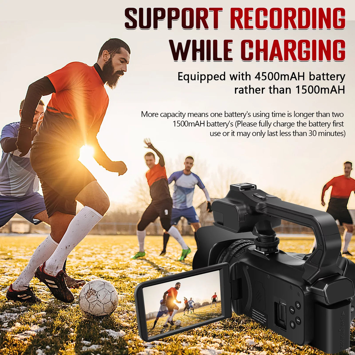 with Digital Focus Auto 4K Handhold MARVUE Control Charger, Stabilizer, Remote Microphone, Touch 60FPS,HD 64MP 18X Camera Camcorder Card, 64G Vlogging Zoom SD Video Camera Screen 4.0"