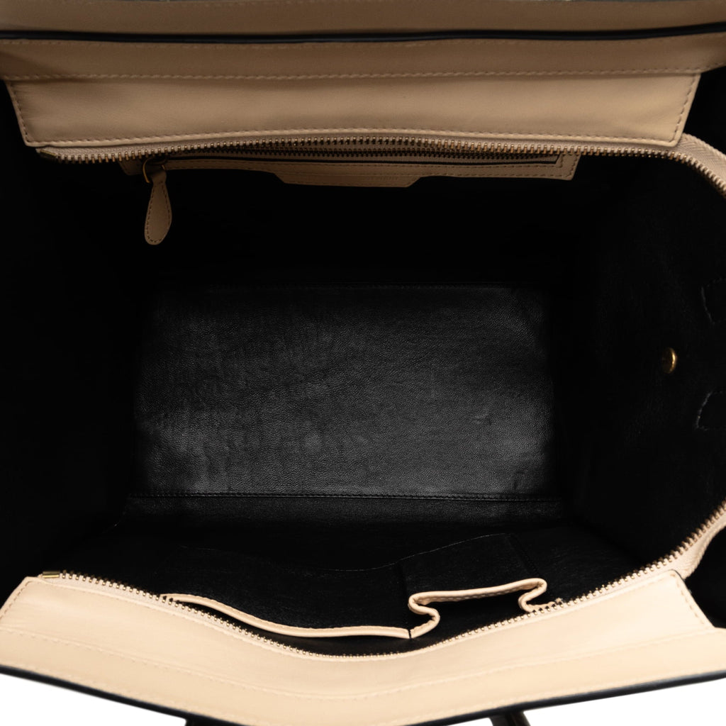 Pre-Owned Authenticated Tote Leather (Good) Mini Celine Brown Luggage Calf Bag Unisex Tote Bicolor