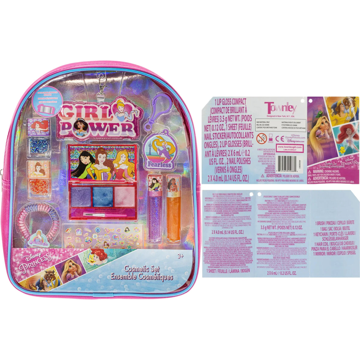 Ages - 3+ Beauty Makeup Disney for Set Girl Girls, Princess Townley Backpack Cosmetic