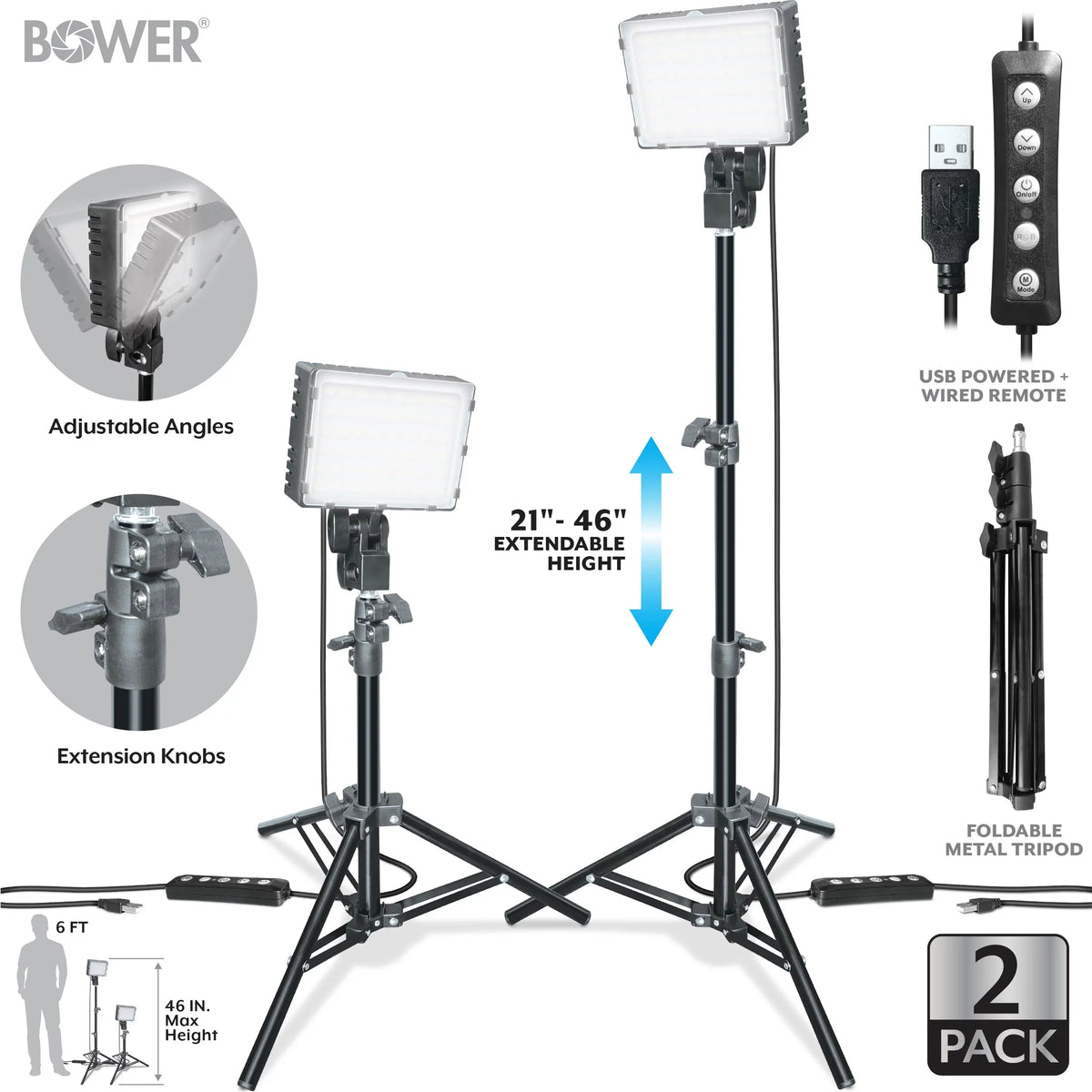 2-Pack Kit: Special Bower LED RGB, Brilliant White & Effects Creation for Content