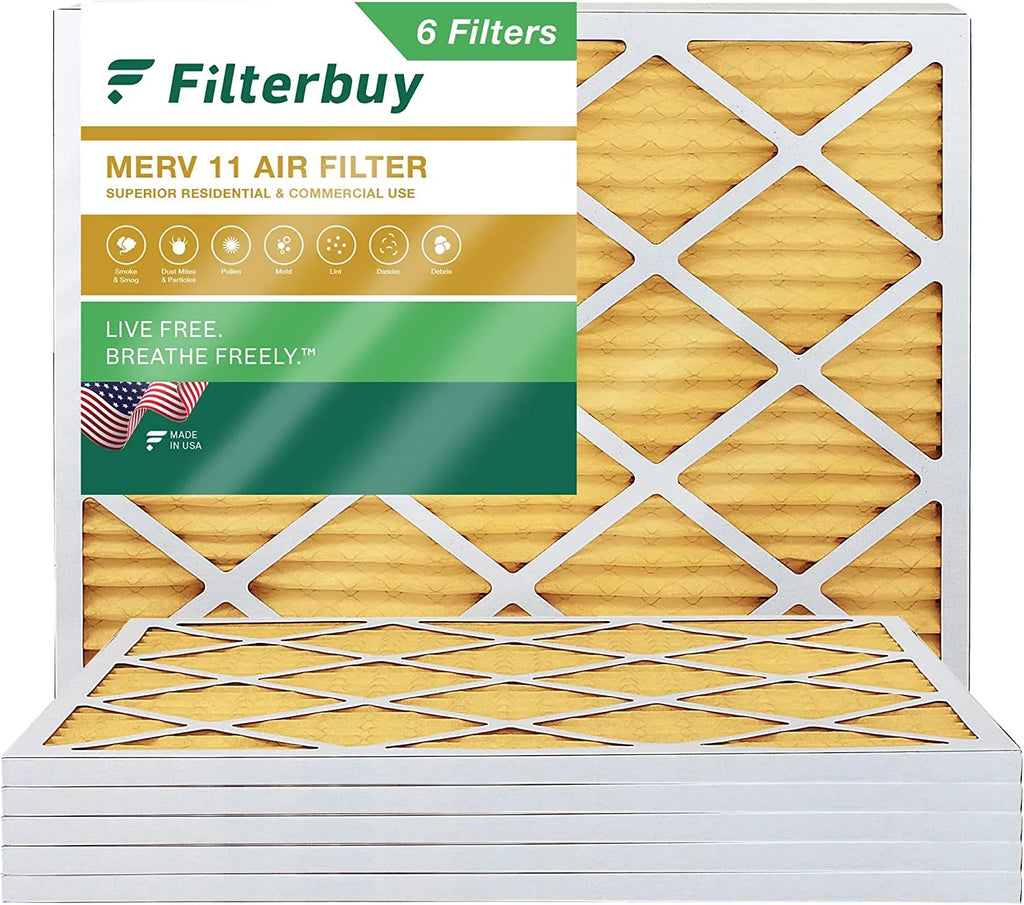 Air Filterbuy Furnace MERV 11 AC Filters Pleated (6-Pack) 17x21x1 HVAC