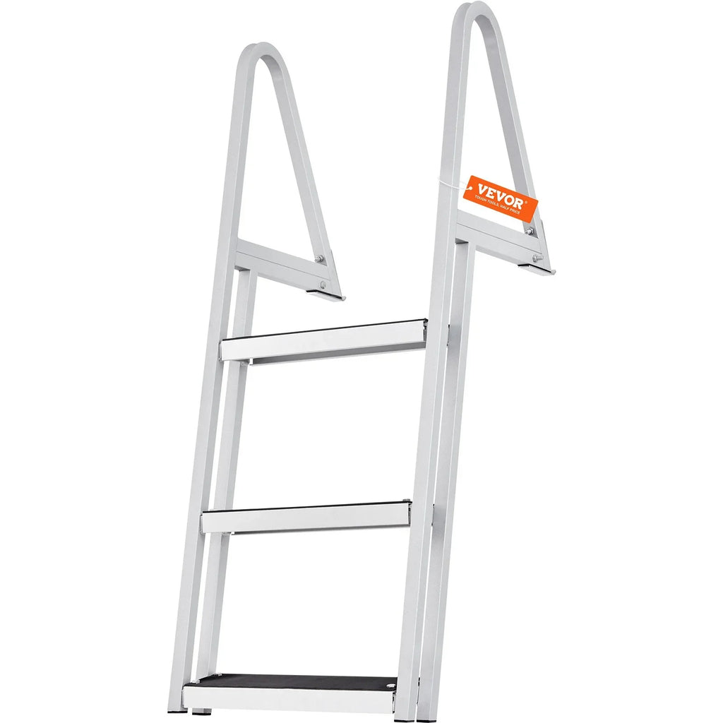 for & 4'' Marine Installation Access - Alloy lbs Dock Wide Simple Nonslip Boats, Lakes, VEVOR Removable Ladder 3-Step Steps, Aluminum 350 Pools with Capacity,