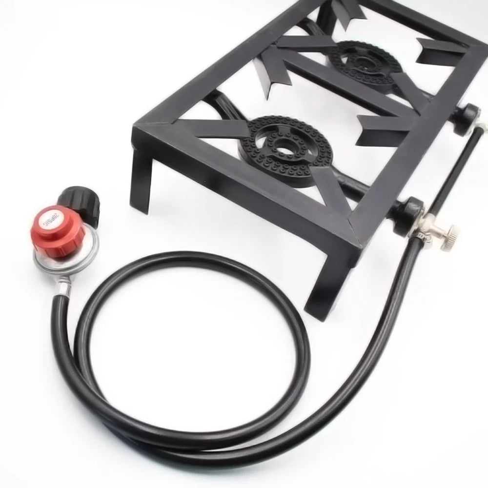 Patio Stove Standard) Camping ( Propane BBQ for Double Iron Gas Cast Cooking Nebublu