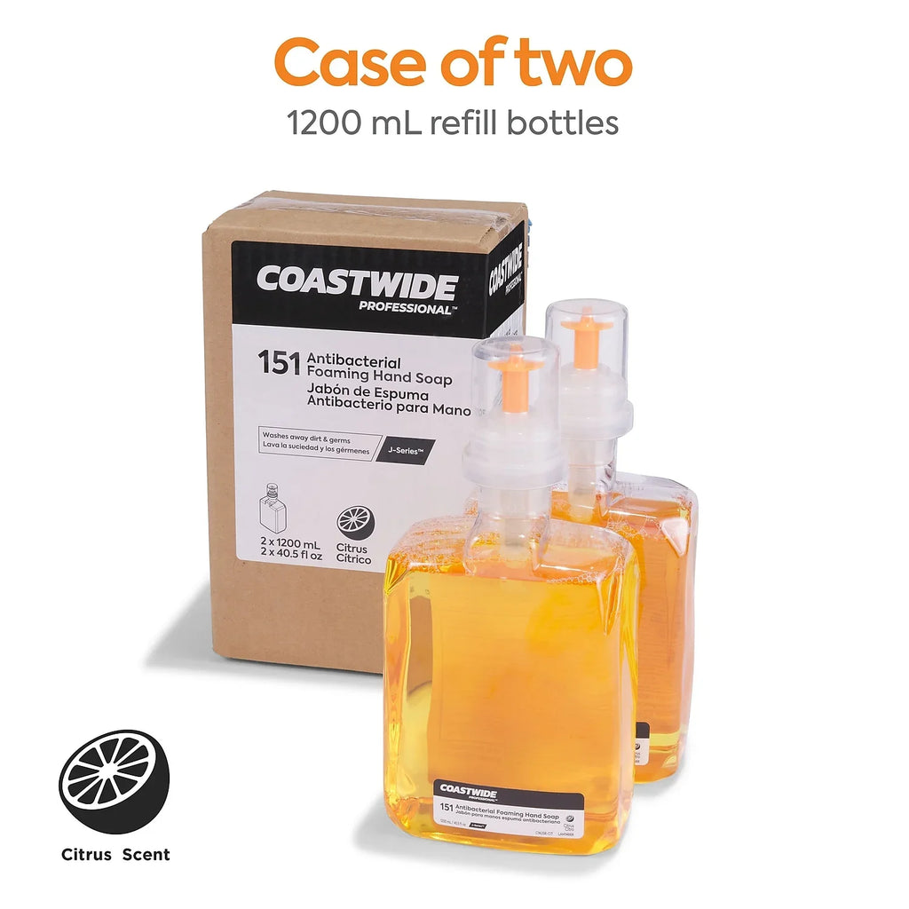 2/Carton COASTWIDE Hand Antibacterial Soap mL J-Series Foam Citrus CWJSR-CIT 1200