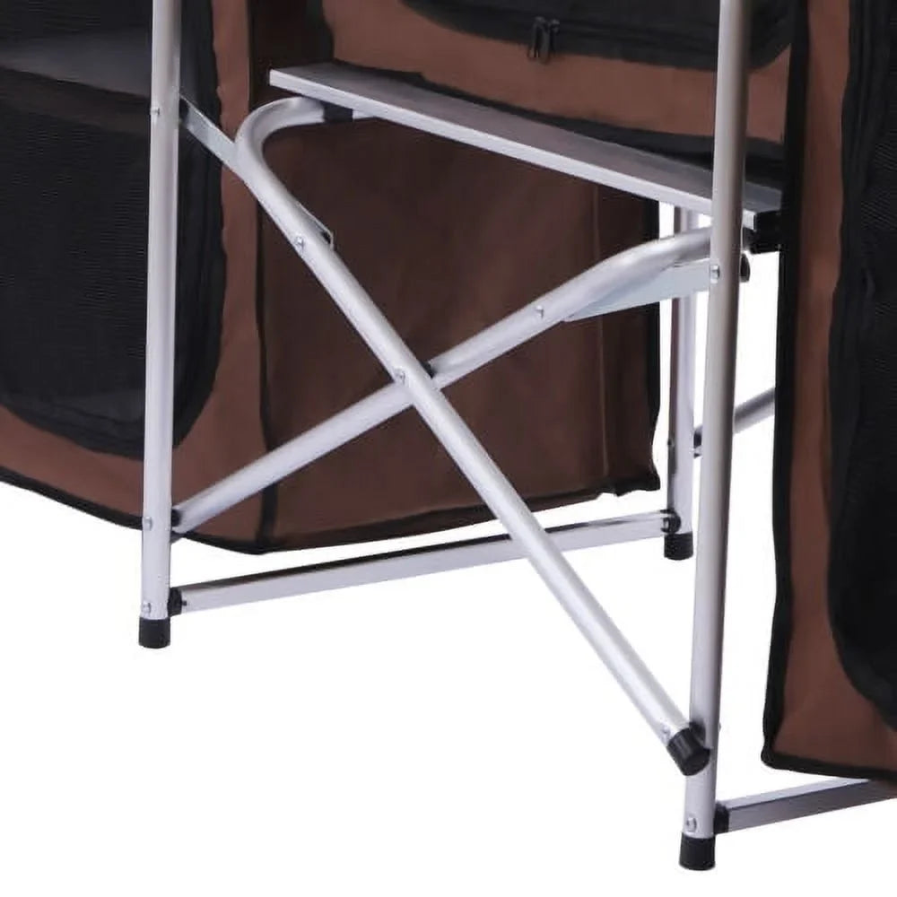 Camping Rack Portable Table Folding Kitchen Storage Table Cooking Cabinet Picnic