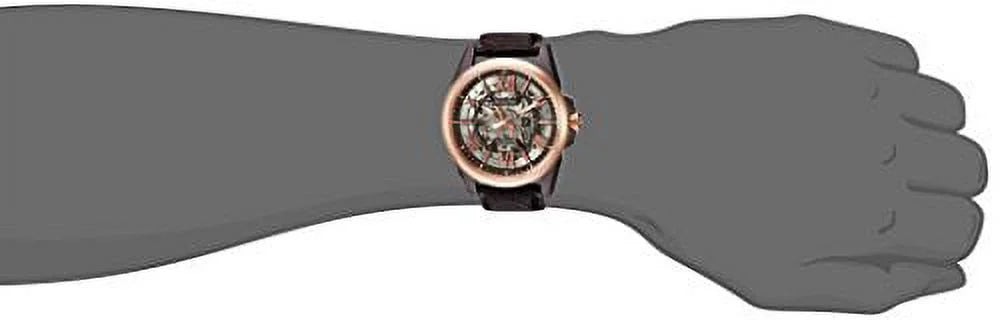 Brown Bulova Watch Leather Men's Skeleton Dial Automatic Strap 98A165