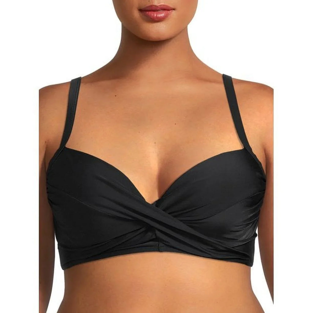 Front Twist Top + Nicole BLACK Bikini Waist Bottom Hi Miller Shirred S 2Pc