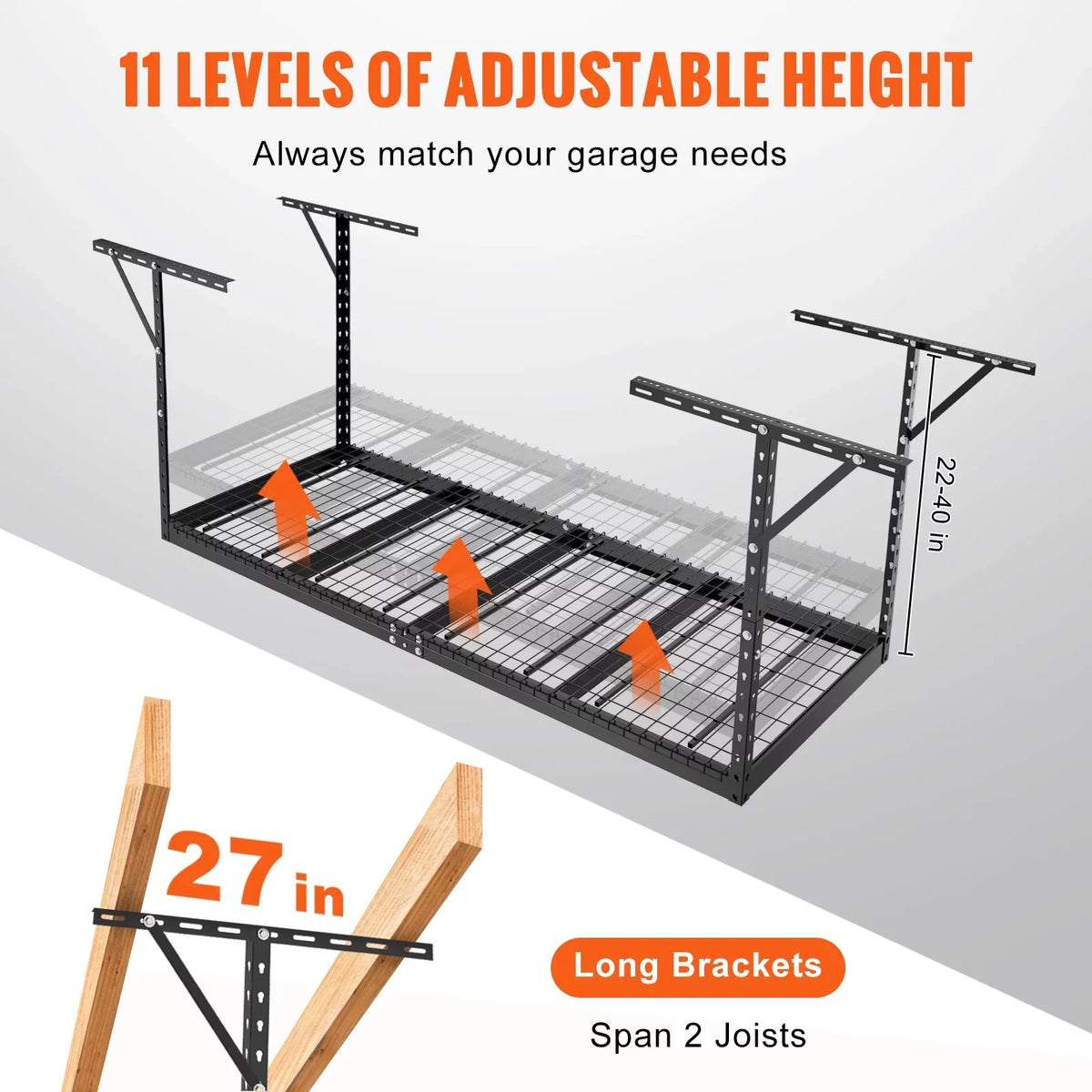 Storage Black Ceiling 600lbs Rack Rack 36x96in Garage Adjustable Overhead BENTISM