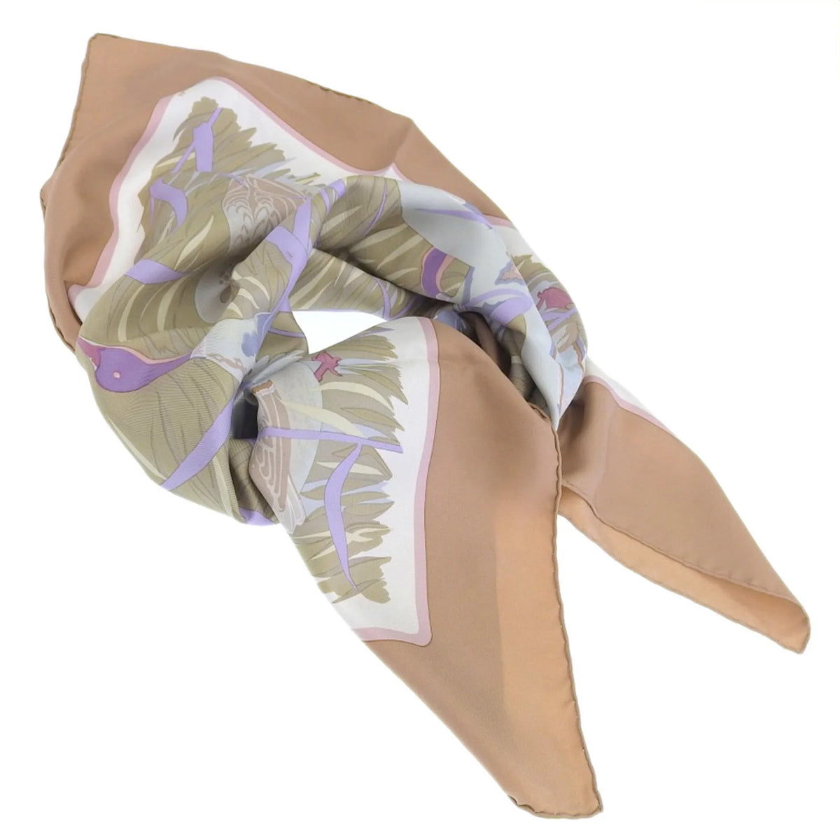Mallard HERMES COLS Pre-Owned Hermes Scarf Muffler Kare90 Silk Orange VERTS (Good)