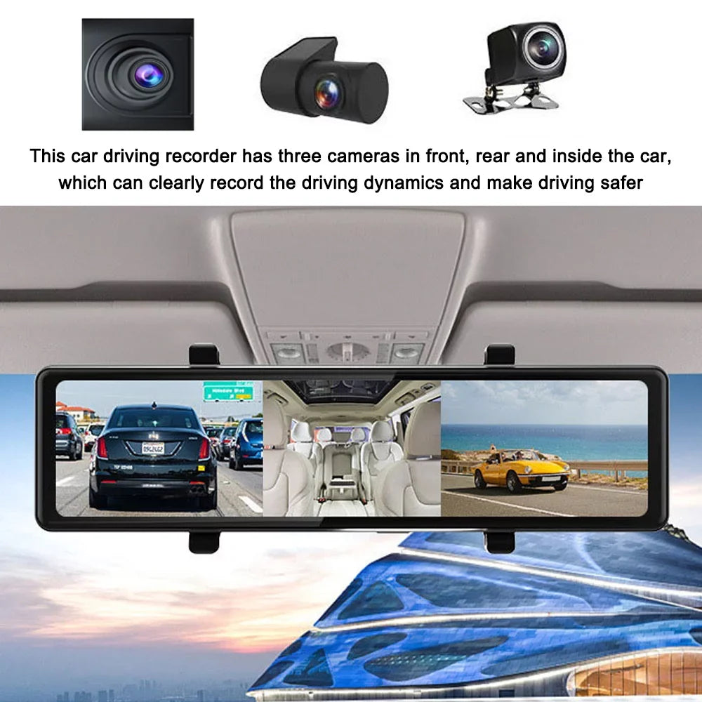 Video Cam Clear 3 Andoer Recorder Driving Recording 2.5K Auto Carplay Screen Recorder Mirror 12in Car Touched Car Dash Car Rearview Cameras