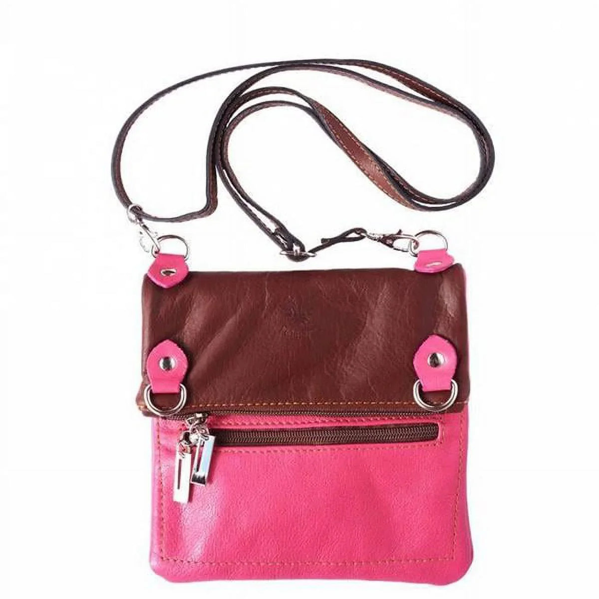 Leather Fuchsia Brown Brigit & Womens Soft Calf Genuine in Italian Artisan Luxury Bag Handbag, Shoulder