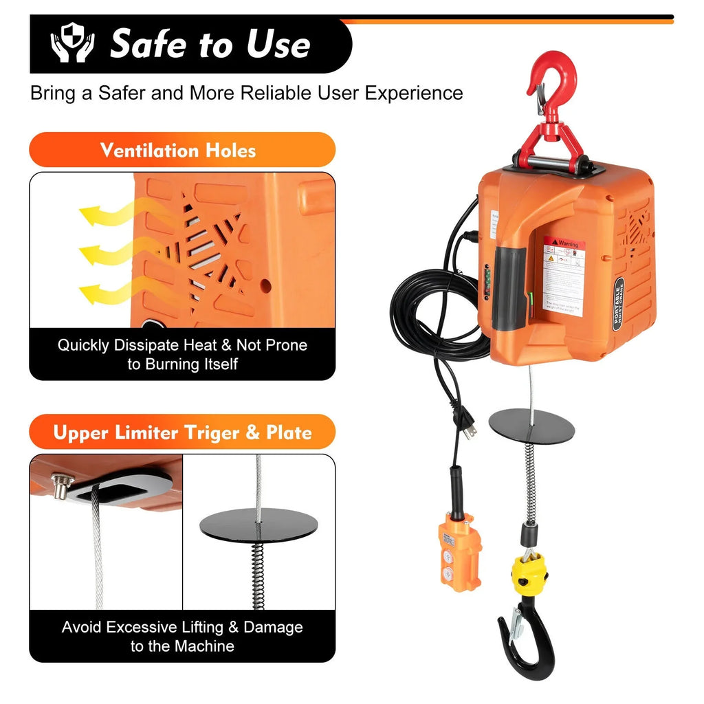 300kg/660 Lift Winches 3-in-1 lbs Winch Remote Crane Electric W/ Hoist Portable