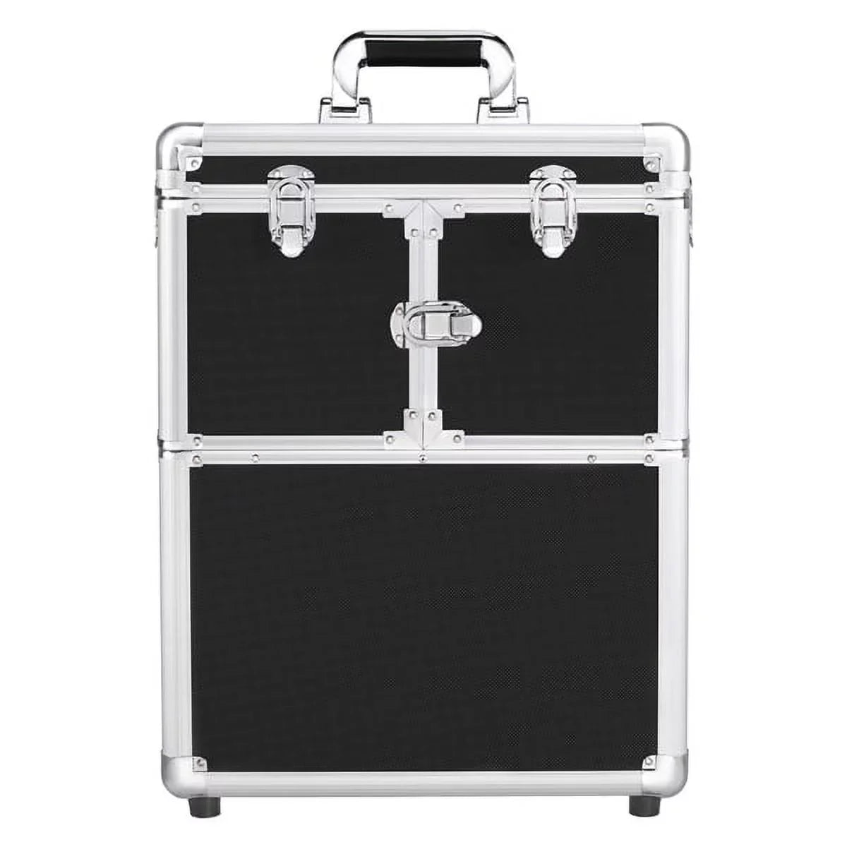 & Design Rolling Case Trolley with Retractable Alden Mirror, Trays, Makeup Wheels, Black