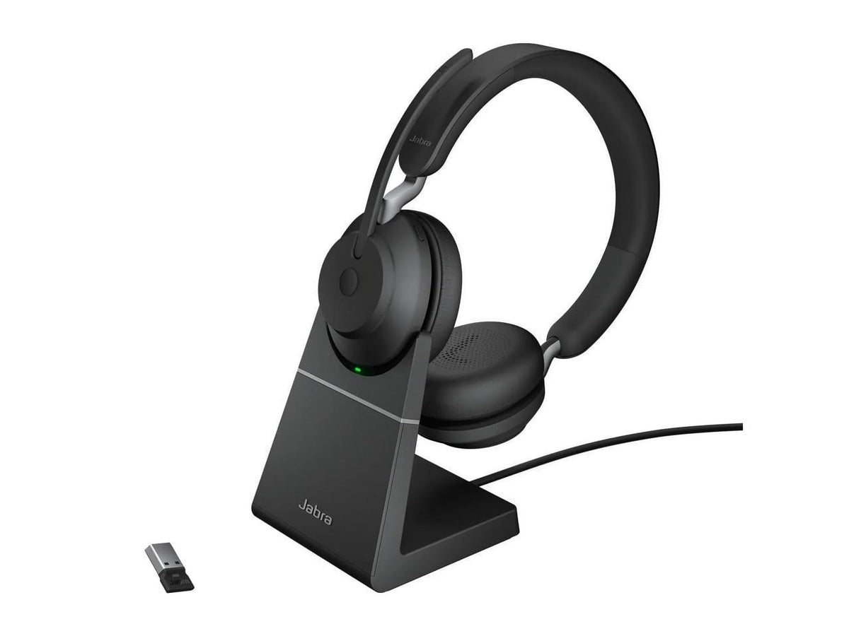 with / USB-A Wireless 65 Headphones Stand Music Stereo Evolve2 Black - Headset Charging UC Jabra