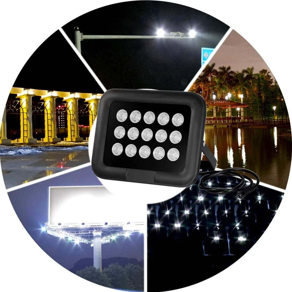 Vision, Outdoor Angle Long Suitable LEDS CCTV Waterproof, IR for Illuminator, 15pcs Array Infrared Wide Range Night Cameras
