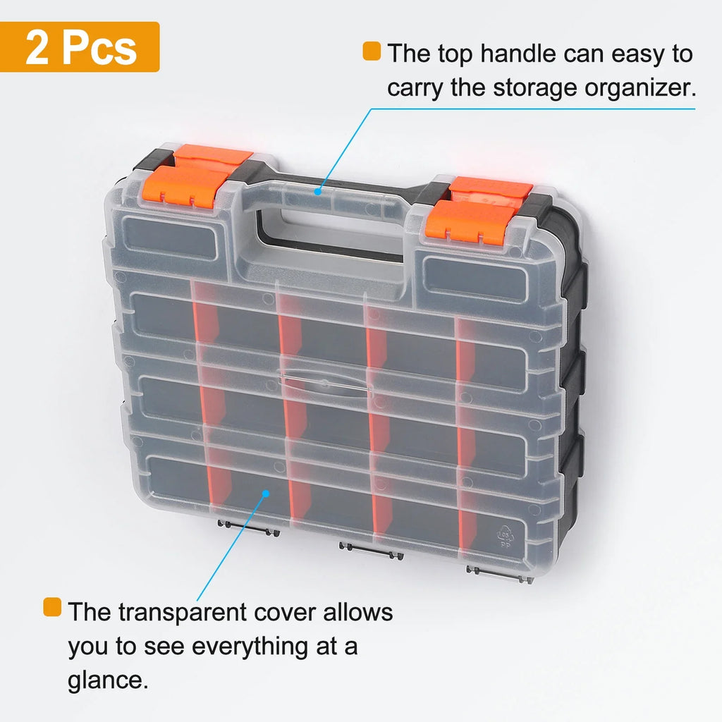 Storage 30-Compartment 12.6"x10.6"x3.1" Removable Hardware Side Uxcell Tool 2pcs Box with Dividers Organizer Double