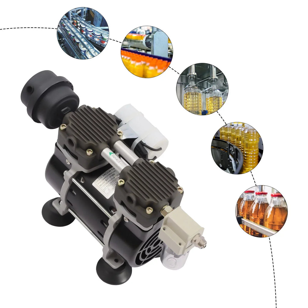 Oil Pump+Air Pump Vacuum Oilless Industrial Vacuum Diaphragm Free Filter 95kpa