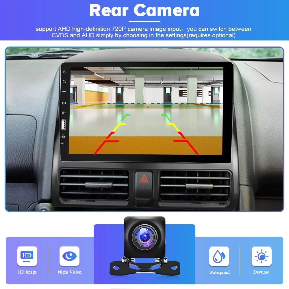 FM Hifi Camera&Microphone GPS for Wireless Link Backup 1080P CRV Bluetooth Carplay Mirror Touchscreen 9'' 2002-2006 WIFI Usb, Radio Stereo Auto Android Player Honda Car 2+32G AHD