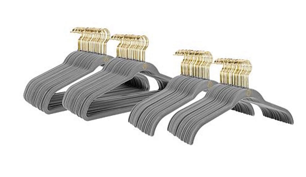JOY (Gray) Huggable Mangano 100-piece Anti-Microbial Boss Clean Set Hangers