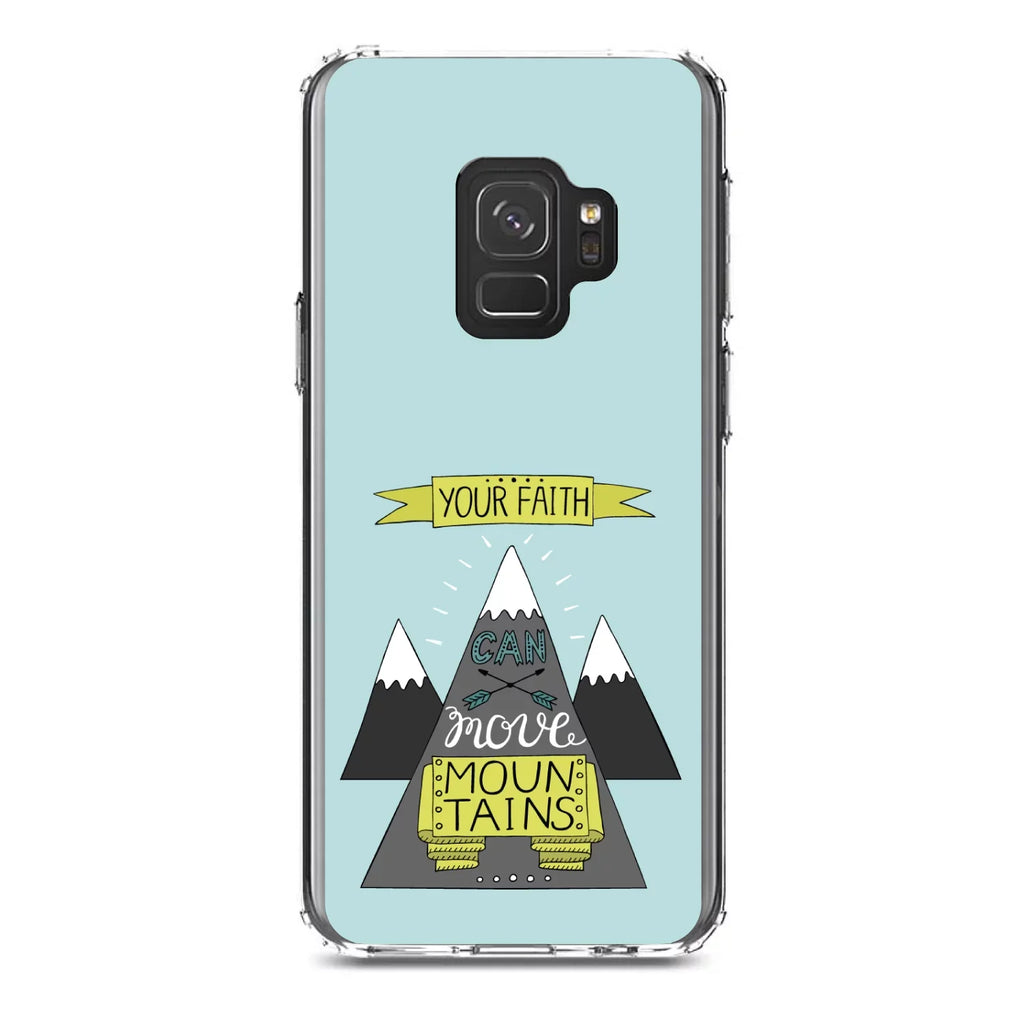 Tempered Screen for Samsung S9 Can Acrylic Mountains Shockproof - Faith Clear Hybrid Bumper, (5.8" DistinctInk Case Move Protector Galaxy Glass - Back, Screen) TPU Your