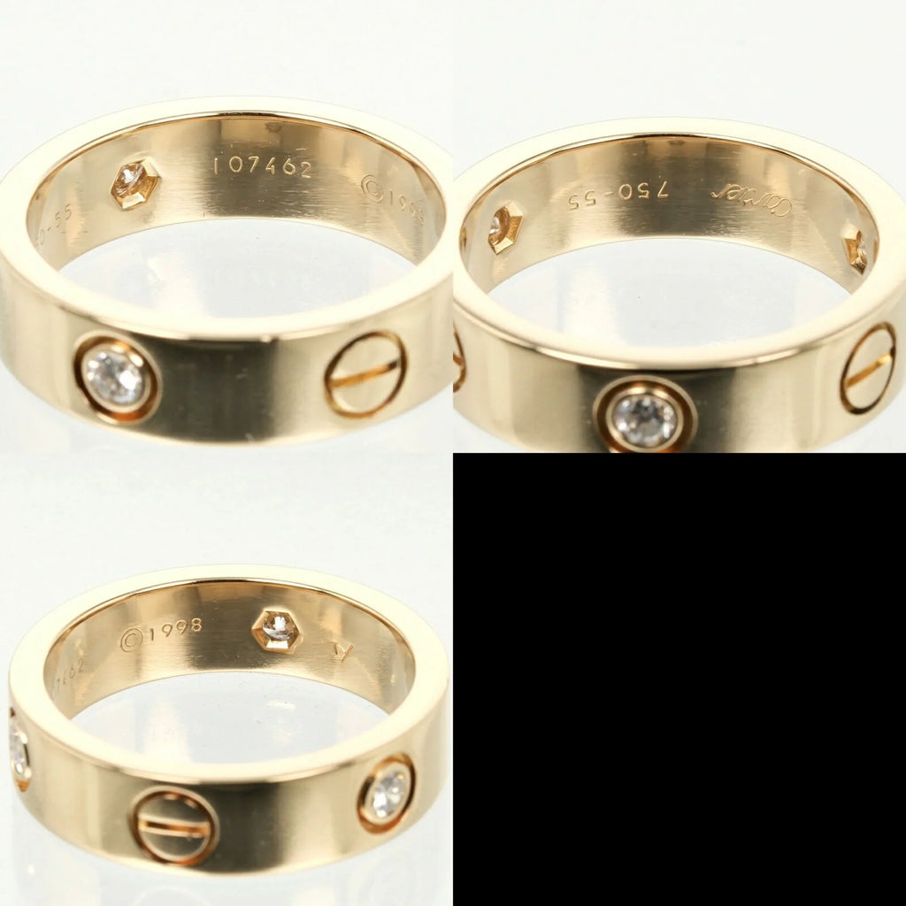 yellow gold, size Pre-Owned 8.67g, half ring, 15 Love approx. diamond, (Good) K18 I132124019 3P, Cartier