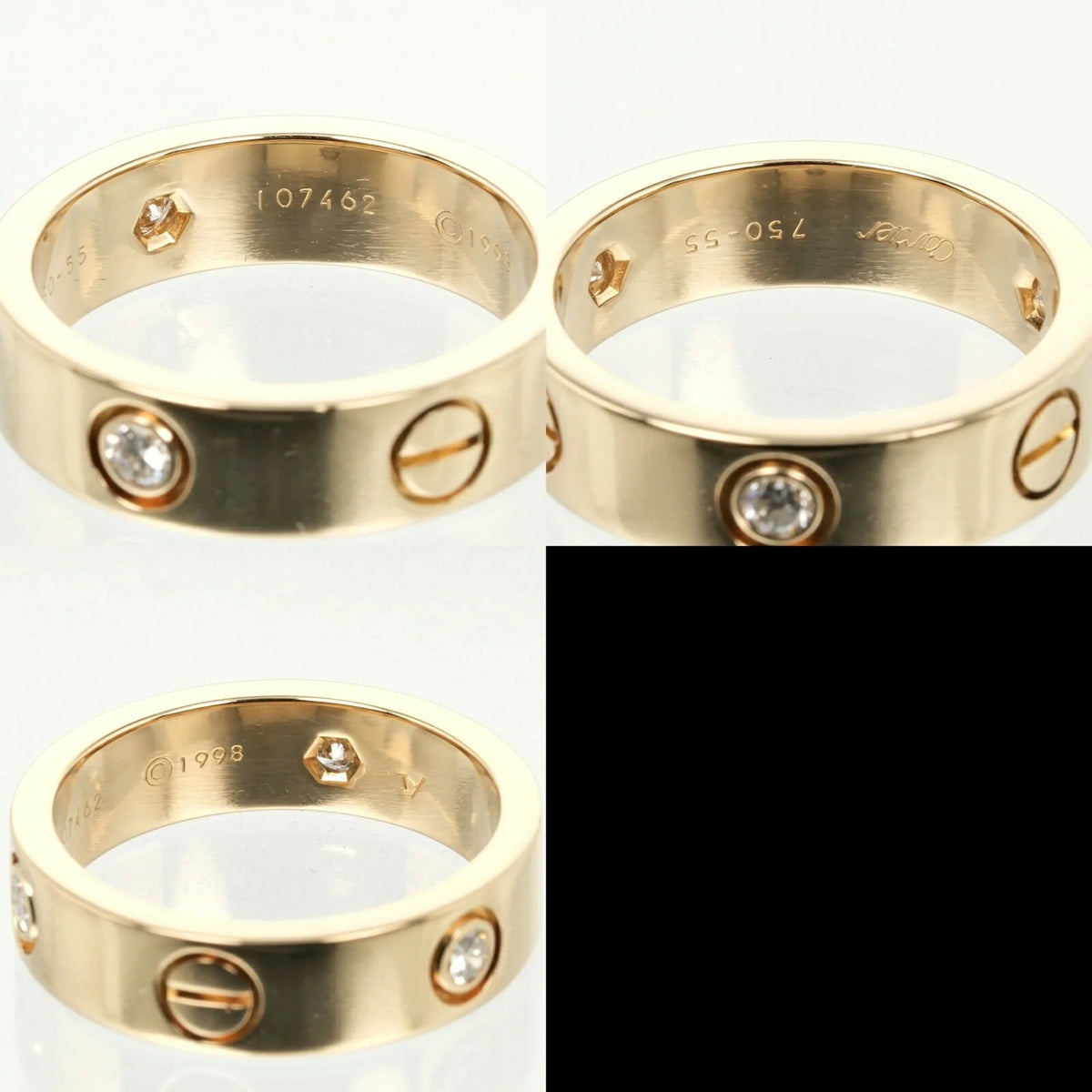 yellow gold, size Pre-Owned 8.67g, half ring, 15 Love approx. diamond, (Good) K18 I132124019 3P, Cartier