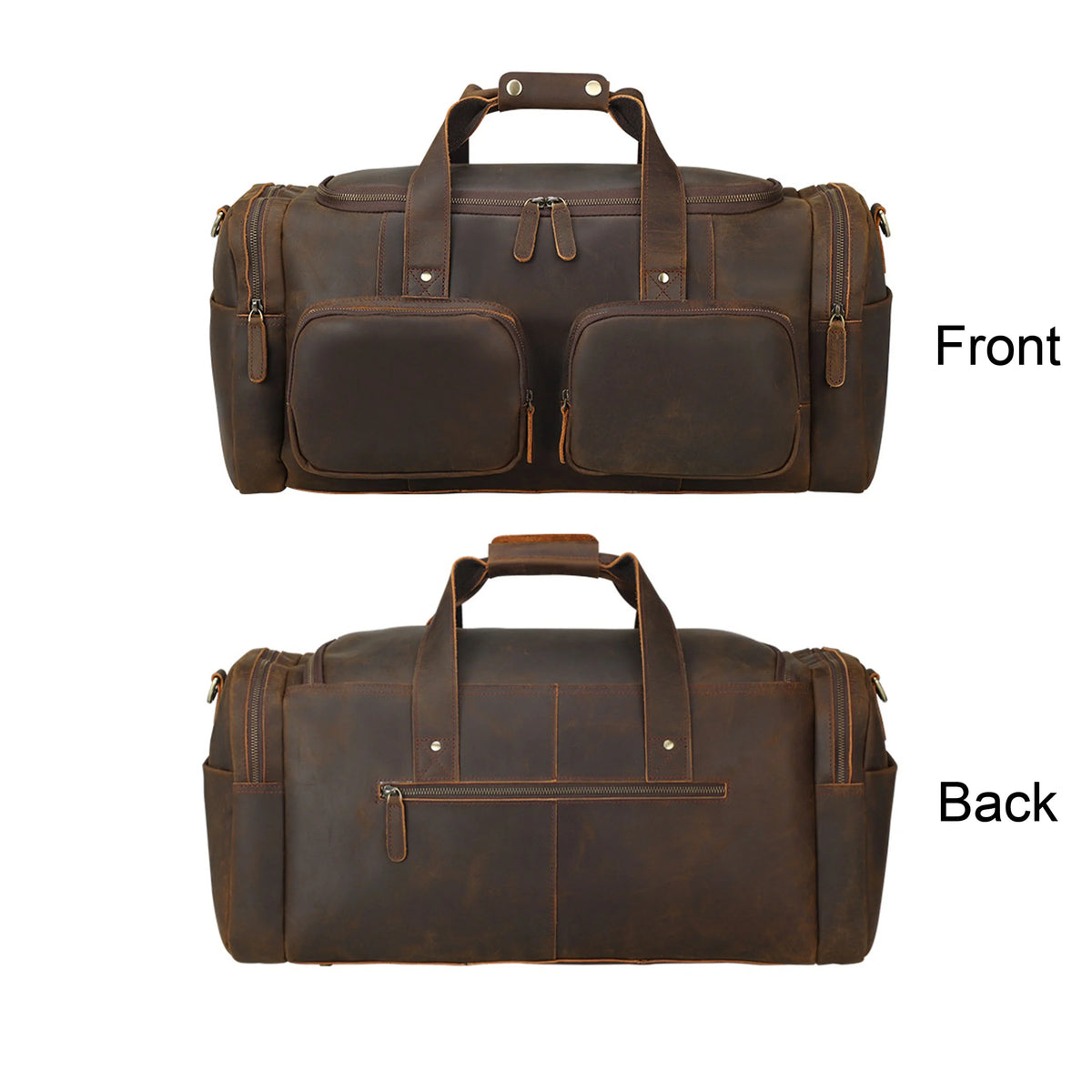Full Bag, Bag, Leather Shoulder Duffle Travel Grain Bag