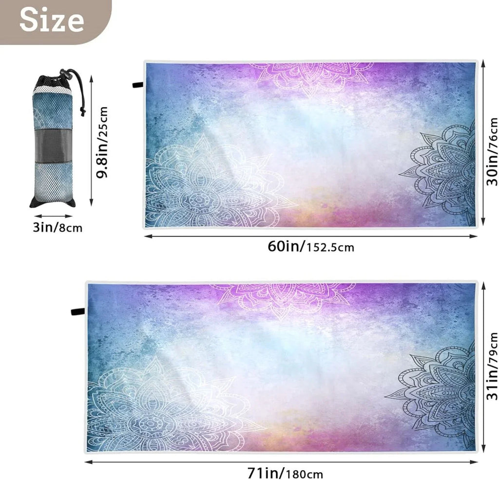 Beach Towel Super Travel Mandala's Swimming Lightweight - for Purple Towel Holiday（156） Compact Towels Absorbent Oversized Quick Bestwell Dry Camping -