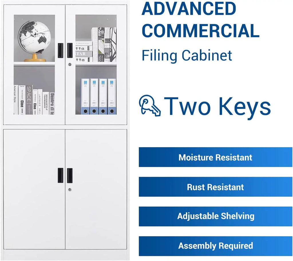 Cabinets Required Metal 71" with Office,Home,- Tool Glass Storage Cabinet Doors STANI for Office Storage Steel Locker,Locking Assembly