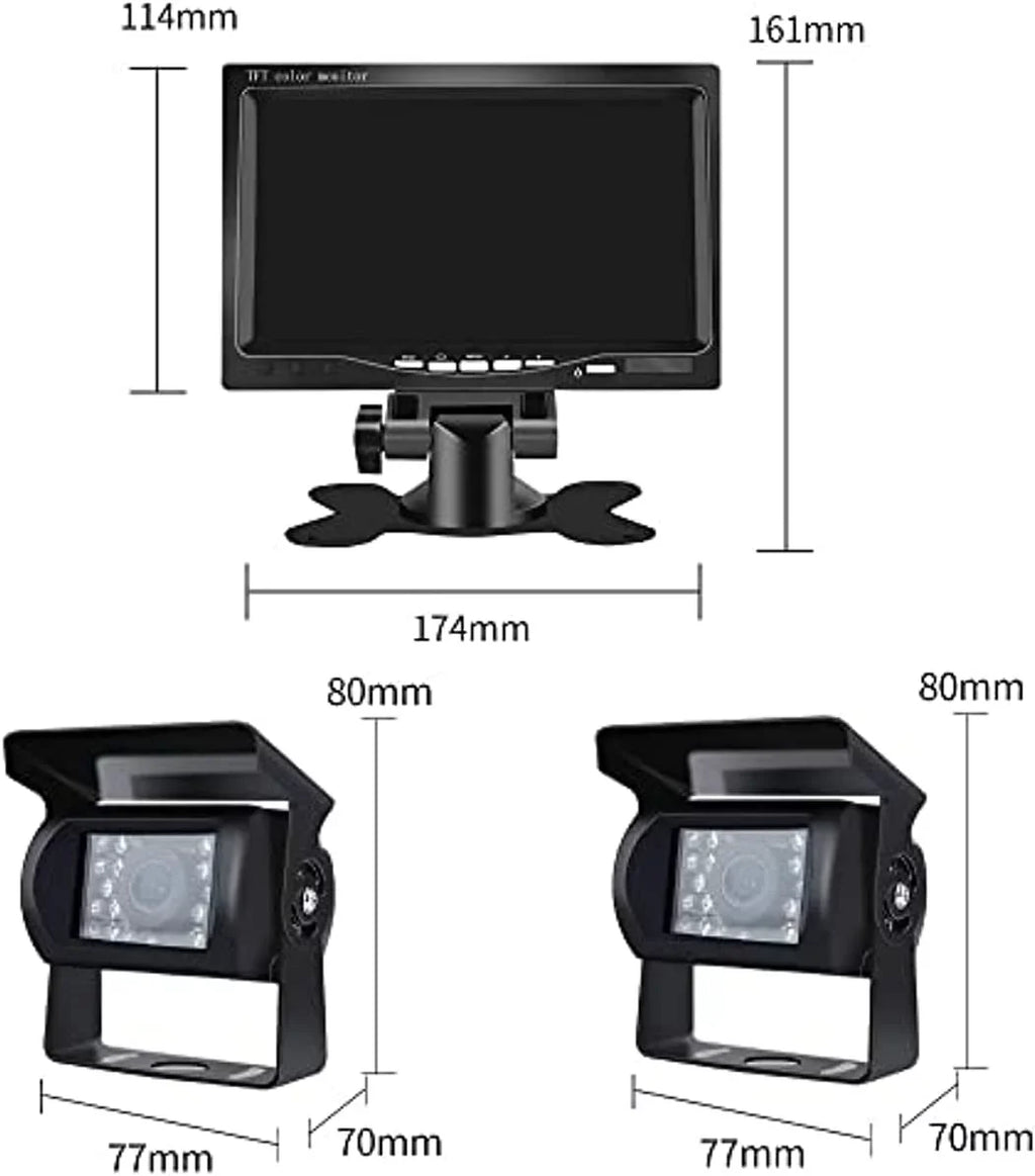 View inch with Camera Bileeko Vision Camera RV Night Truck 2 Rearview System Bus Trailers 7 Monitor for Rear