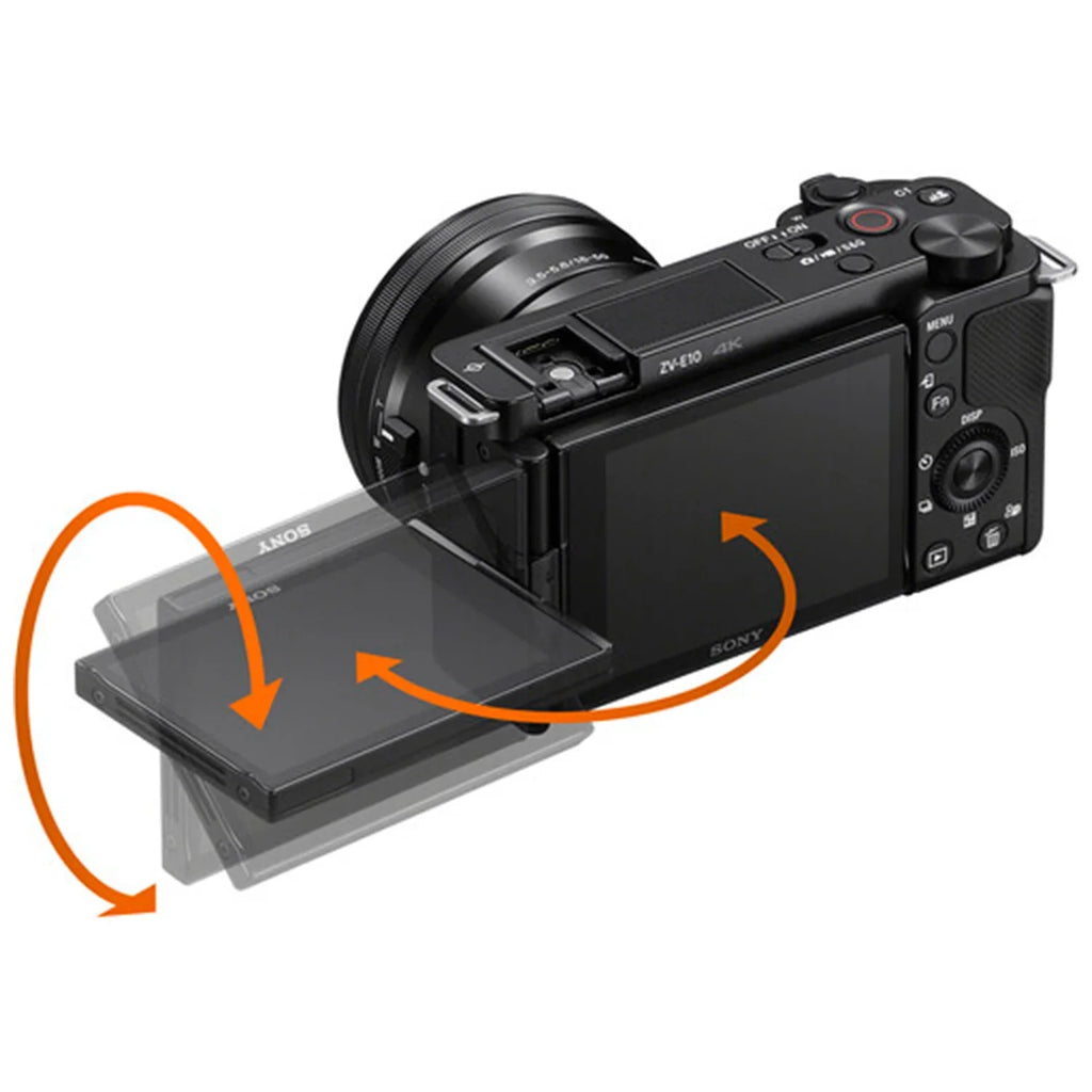 Accessory + Card ZV-E10 + (Black) Bundle Vlog ZeeTech + With 16-50mm Sony Mirrorless Case Lens Camera + Alpha 128GB Memory Tripod