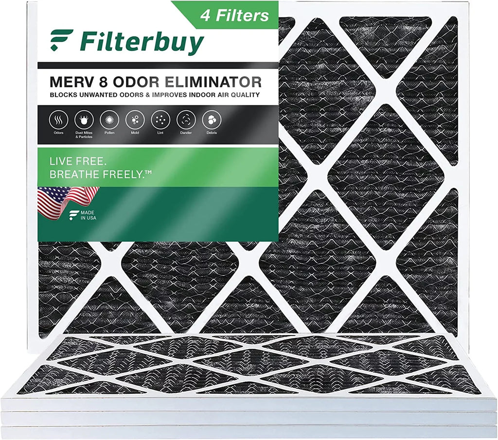 AC Air Activated 18x20x1 Filterbuy (4-Pack) Pleated HVAC 8 Furnace Eliminator Carbon MERV Filters with Odor