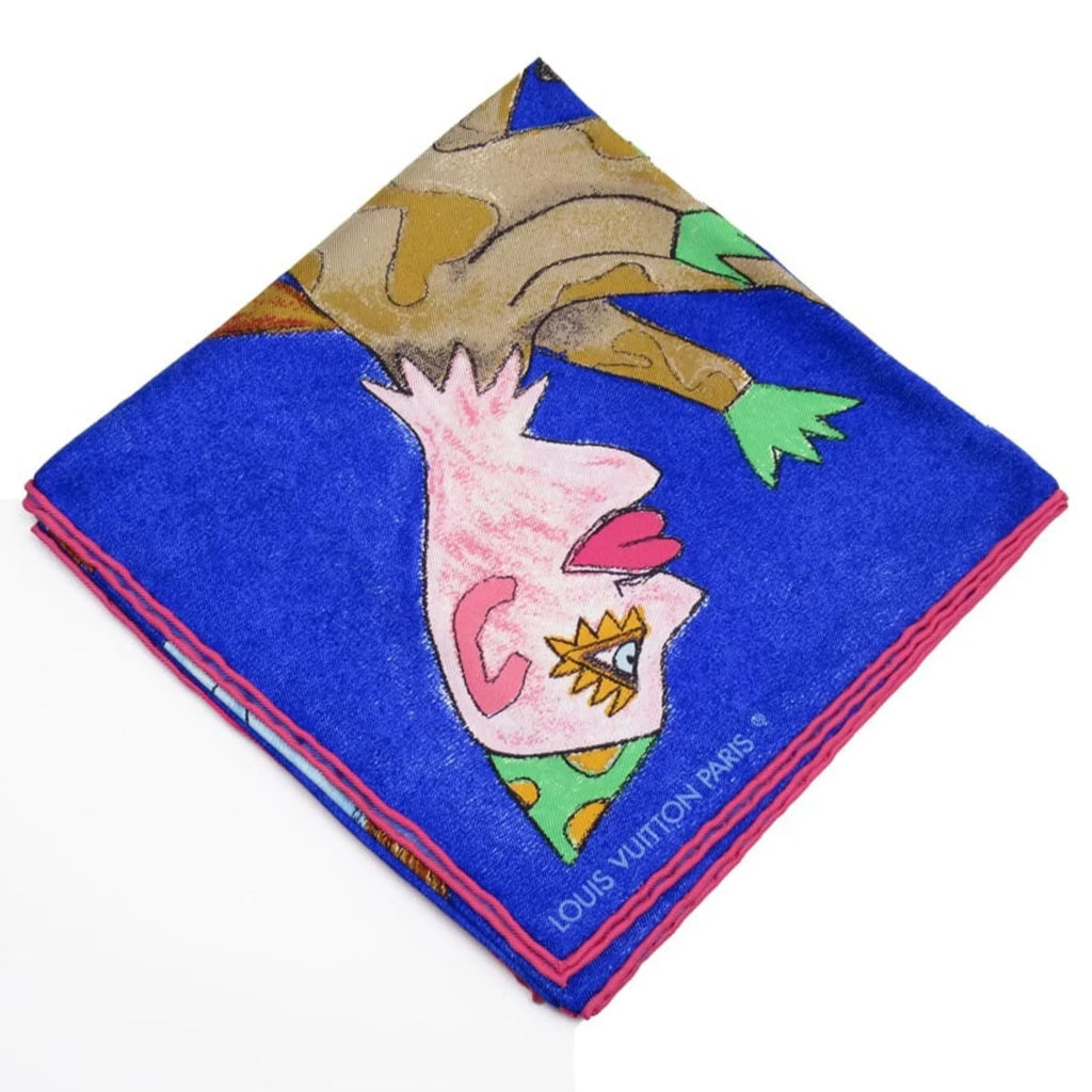 Vuitton Pre-Owned Estimated William (Good) Silk Blue Scarf Louis Wilson